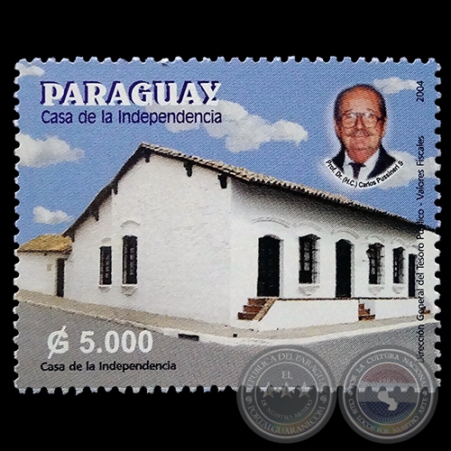 RETRATO DEL PROFESOR DR. (H.C.) CARLOS PUSSINERI SCALA, DIRECTOR  - CASA DE LA INDEPENDENCIA - SELLOS POSTALES DEL PARAGUAY AÑO 2.004